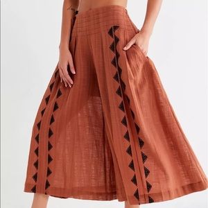 UO Rye Gauze Tribal Aztec Culottes Gaucho Palazzo Pants S